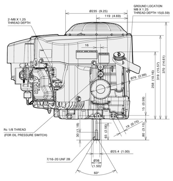 Dimensiuni motor Kawasaki FR541V