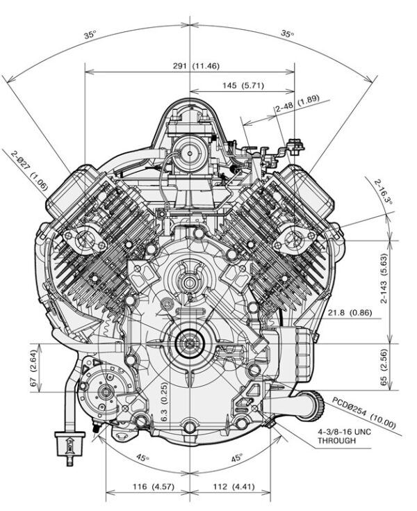 dimensiuni motor Kawasaki FR600V