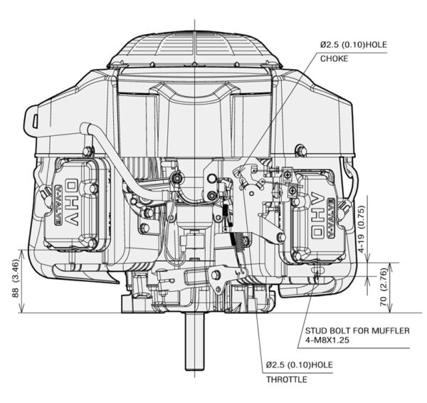 dimensiuni motor Kawasaki FR730V