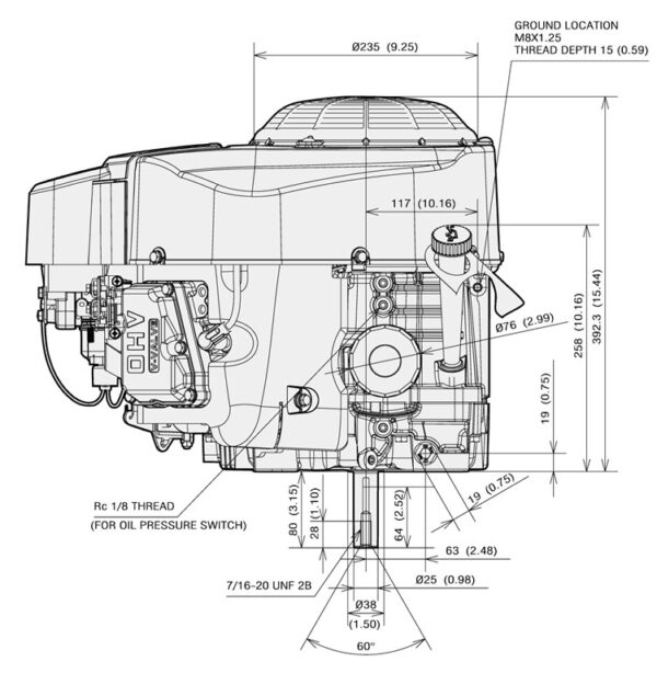 dimensiuni motor Kawasaki FR730V