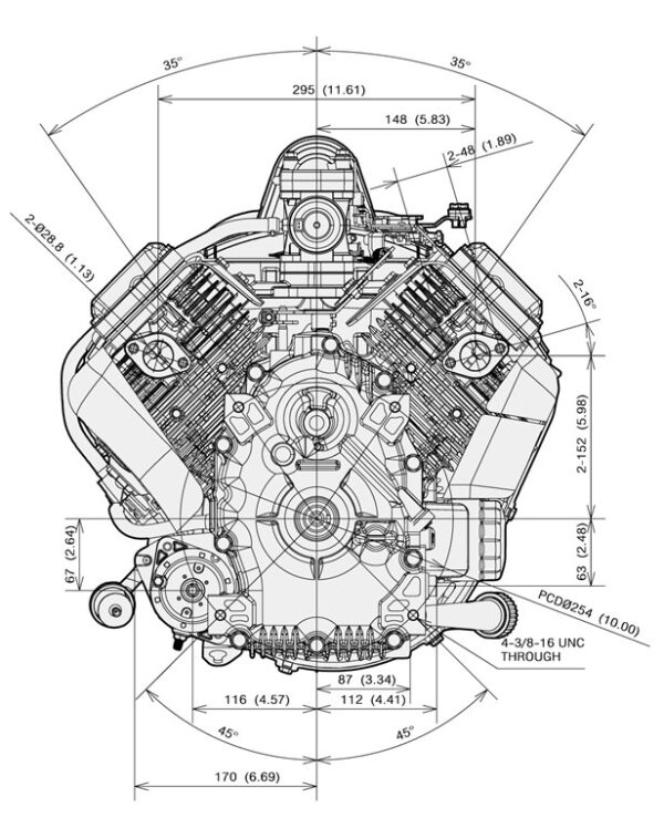 dimensiuni motor Kawasaki FR730V