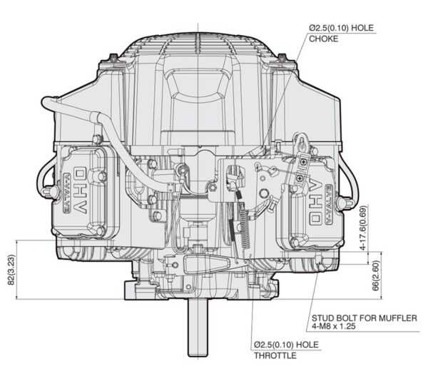 Motor Kawasaki FS481V - dimensiuni motor