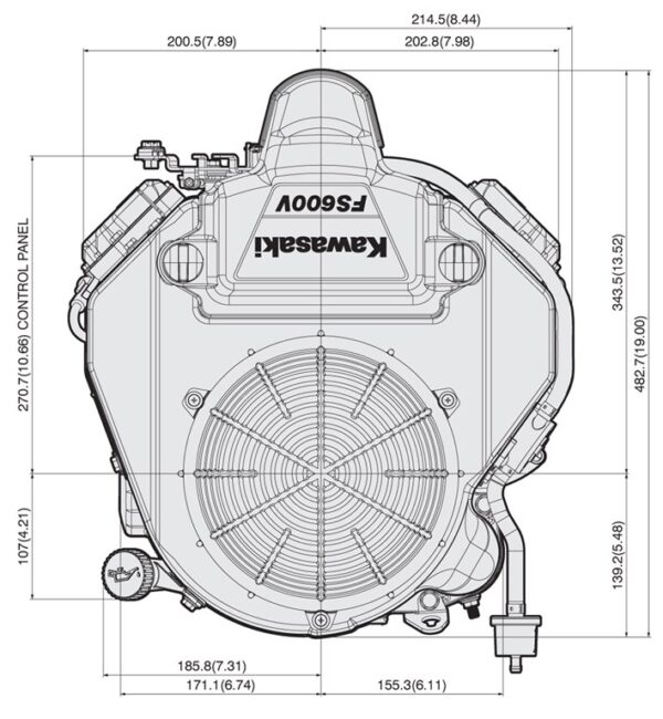 Motor Kawasaki FS481V - dimensiuni motor