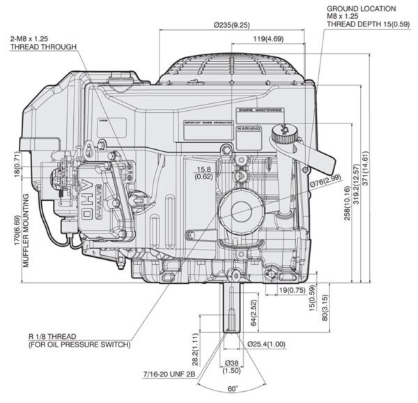 Motor Kawasaki FS541V - dimensiuni motor