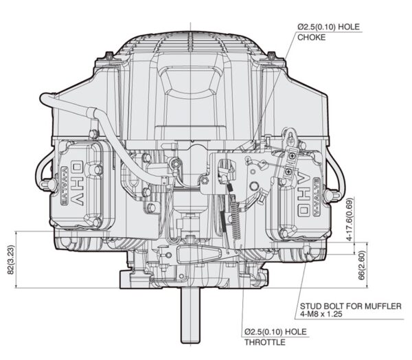 Motor Kawasaki FS600V - dimensiuni motor