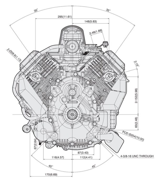 Motor Kawasaki FS651V - dimensiuni motor