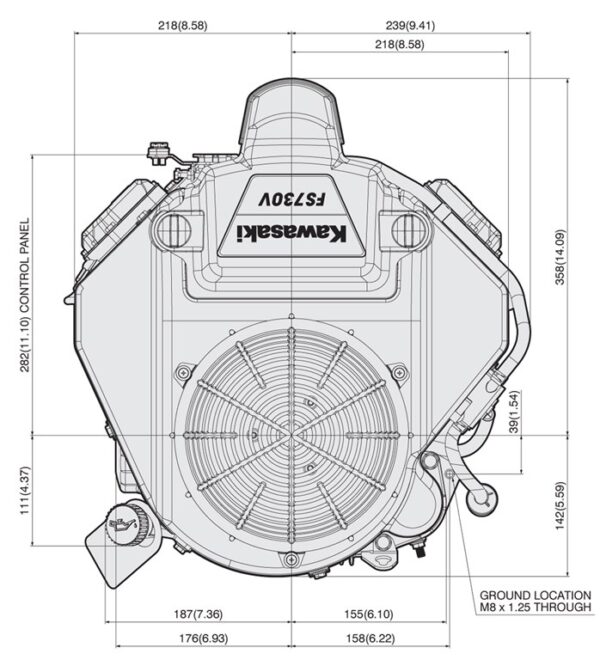 Motor Kawasaki FS651V - dimensiuni motor