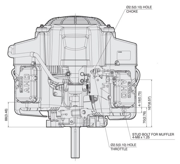 Motor Kawasaki FS730V - dimensiuni motor