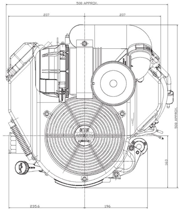 Motor Kawasaki FX1000V - dimensiuni motor