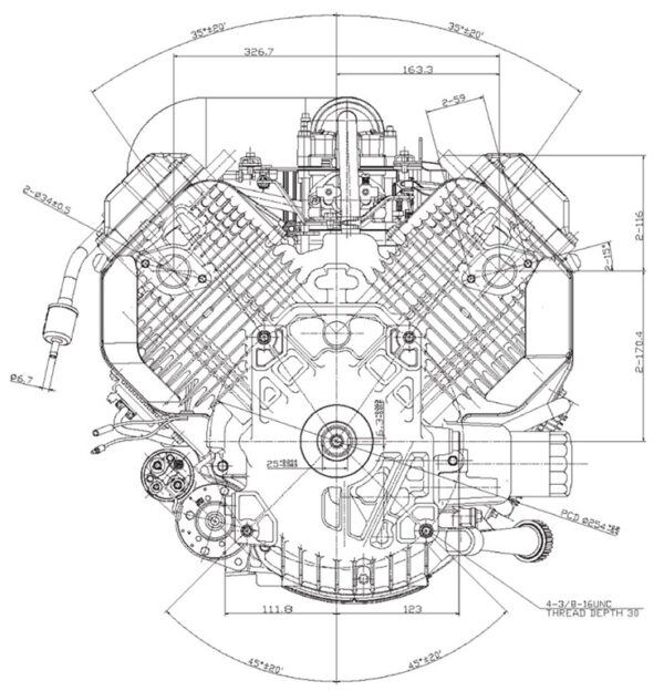 Motor Kawasaki FX1000V - dimensiuni motor