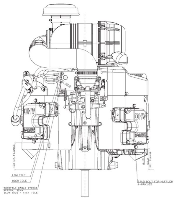 Motor Kawasaki FX1000V - dimensiuni motor