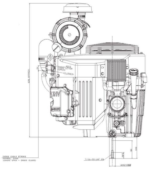 Motor Kawasaki FX1000V - dimensiuni motor