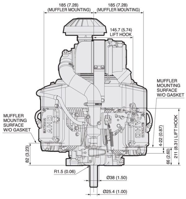 Motor Kawasaki FX481V - dimensiuni motor