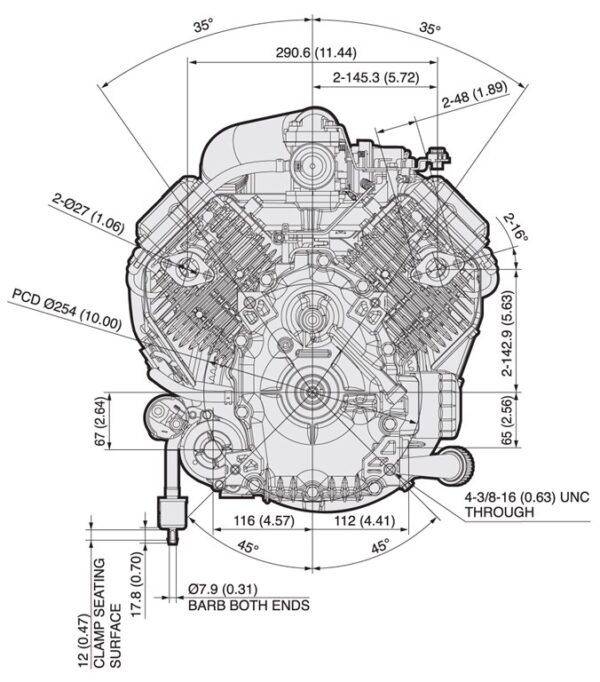 Motor Kawasaki FX481V - dimensiuni motor