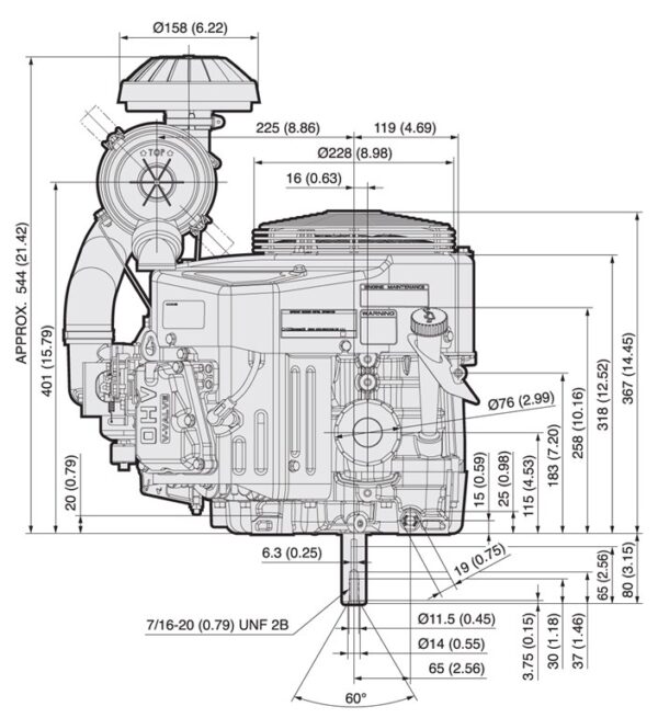 Motor Kawasaki FX541V - dimensiuni motor