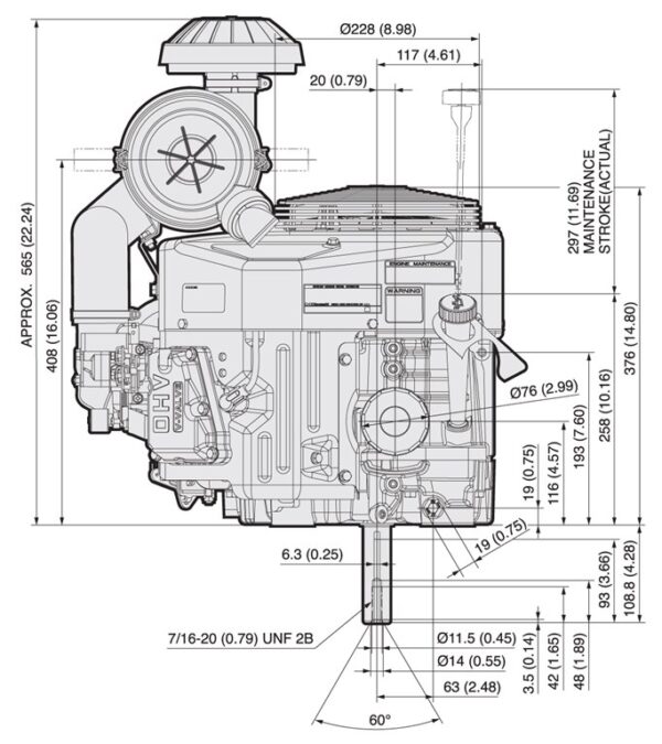 Motor Kawasaki FX651V - dimensiuni motor