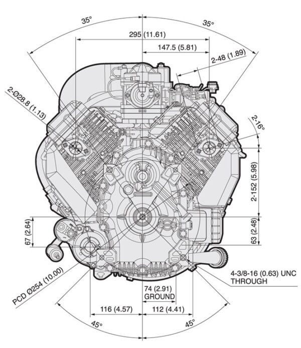 Motor Kawasaki FX651V - dimensiuni motor