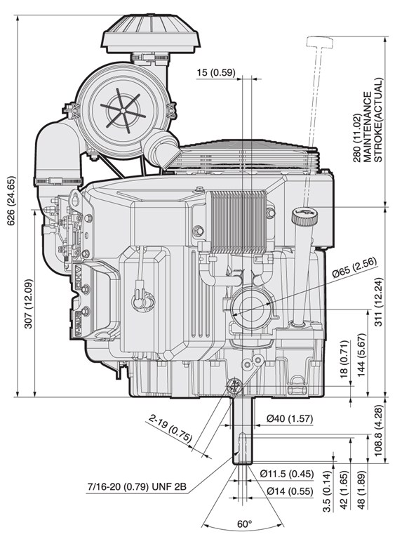 Motor Kawasaki FX751V - dimensiuni motor