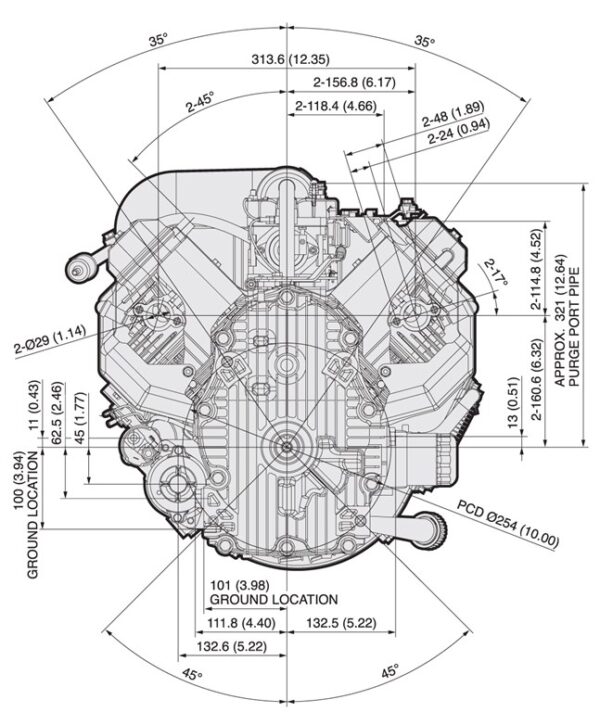 Motor Kawasaki FX751V - dimensiuni motor