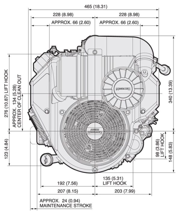 Motor Kawasaki FX751V - dimensiuni motor