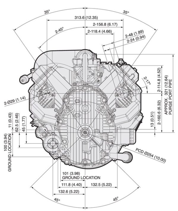 Motor Kawasaki FX801V - dimensiuni motor