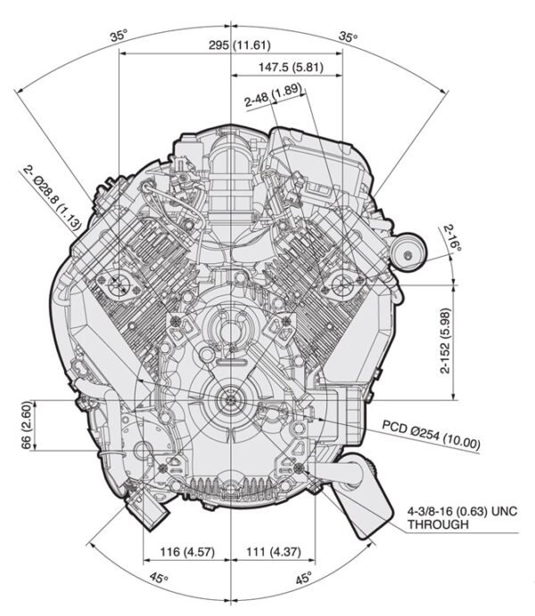 Kawasaki FS730V EFI - dimensiuni motor