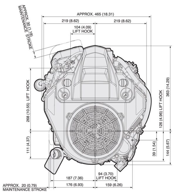 Kawasaki FS730V EFI - dimensiuni motor