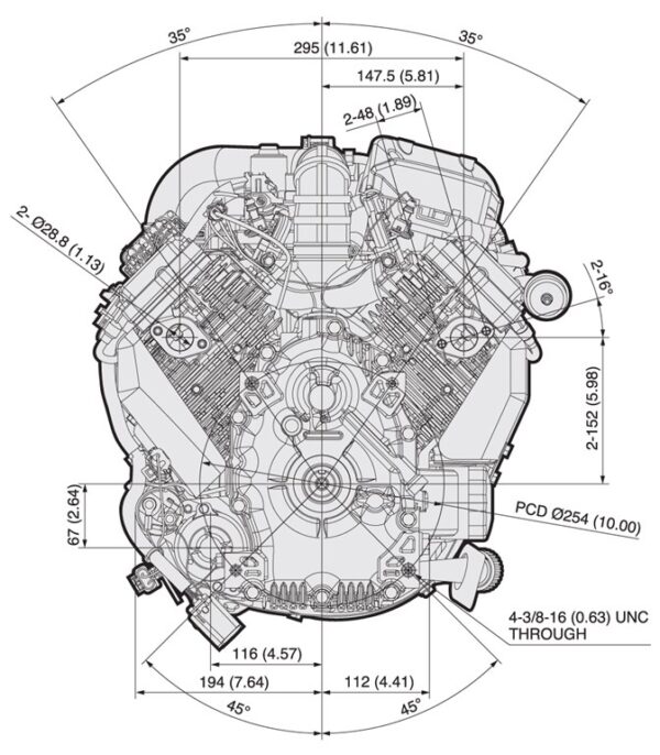 Motor Kawasaki FX730V EFI - dimensiuni motor