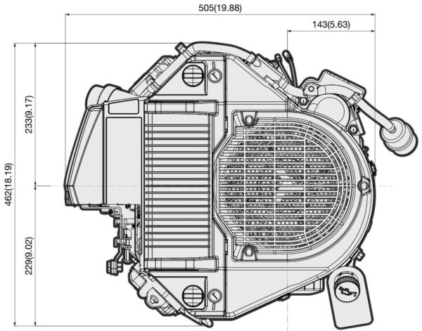 Motor 4 timpi Kawasaki FT730V - dimensiuni motor