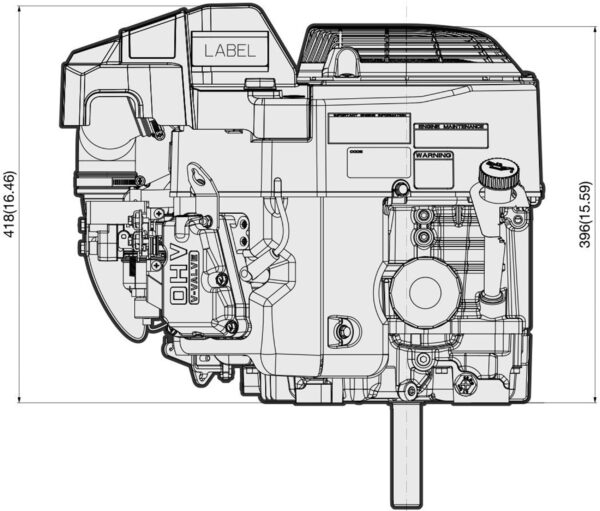 Motor 4 timpi Kawasaki FT730V - dimensiuni motor