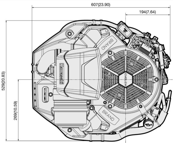 Motor Kawasaki FX1000V EFI - dimensiuni motor