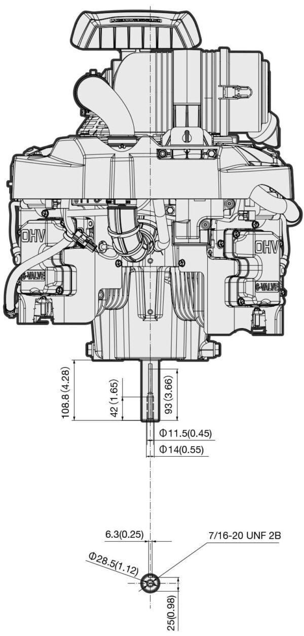 Motor Kawasaki FX1000V EFI - dimensiuni motor