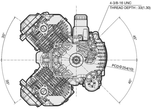 Motor Kawasaki FX1000V EFI - dimensiuni motor