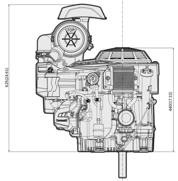 Motor Kawasaki FX820V EVO EFI - dimensiuni motor