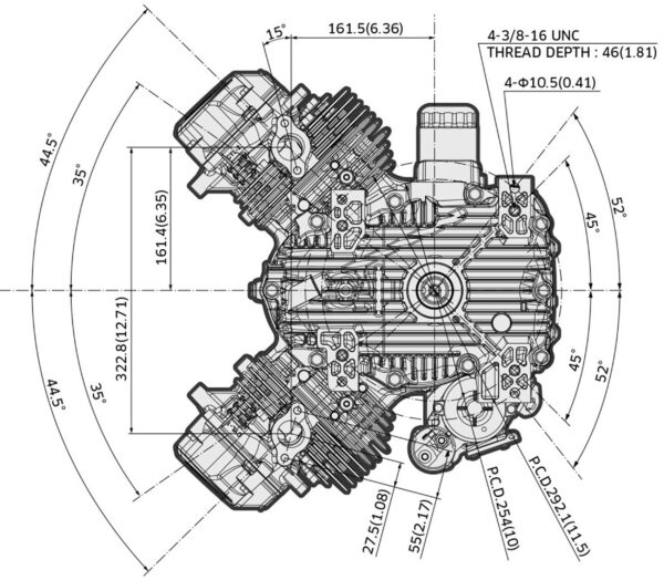 Motor Kawasaki FX820V EVO EFI - dimensiuni motor