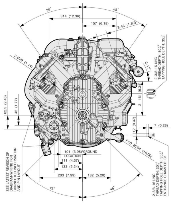 Motor Kawasaki FX850V EFI - dimensiuni motor